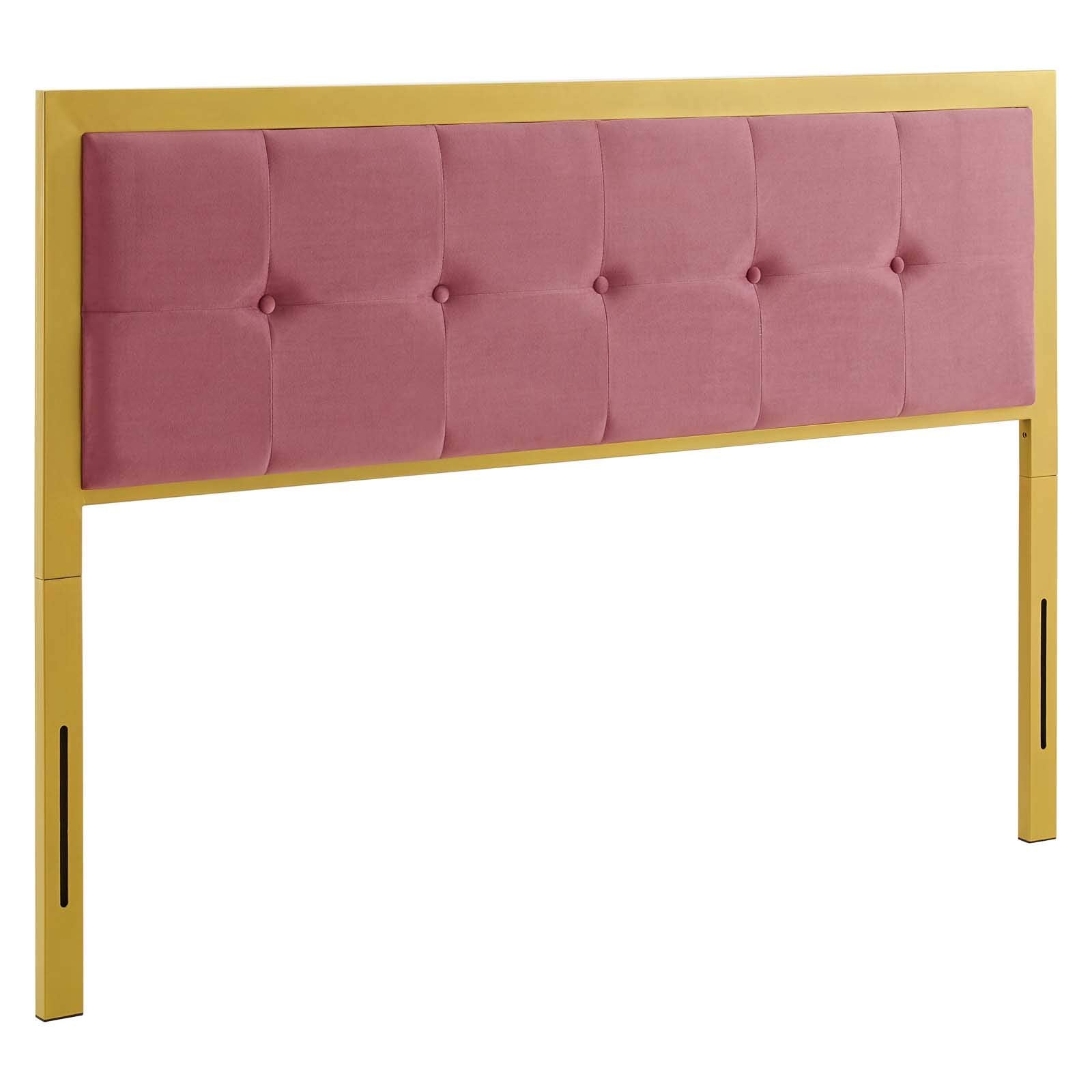 Modway Teagan Tufted Performance Velvet Headboard, King, Gold Dusty Rose